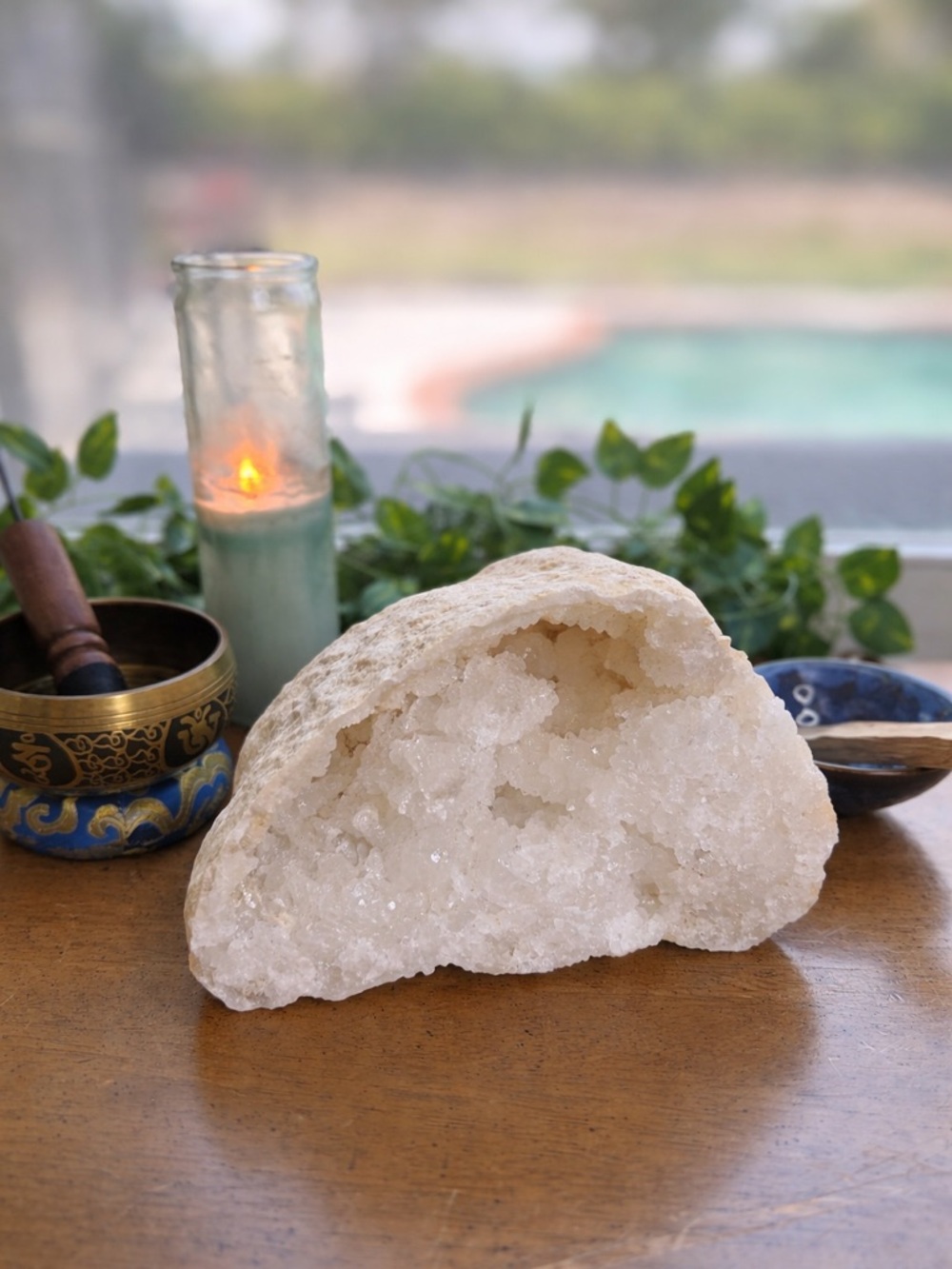 Large Quartz Druzy Crystal Cluster | Natural Earth Stone | Healing Decor